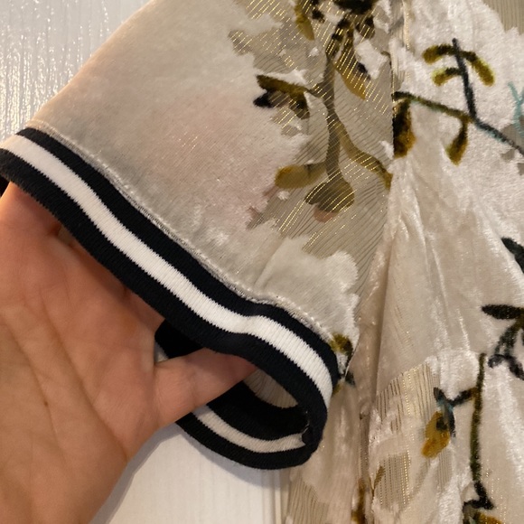 Vintage inspired cherry blossom sparkle burnout metallic ringer tee - Picture 4 of 10